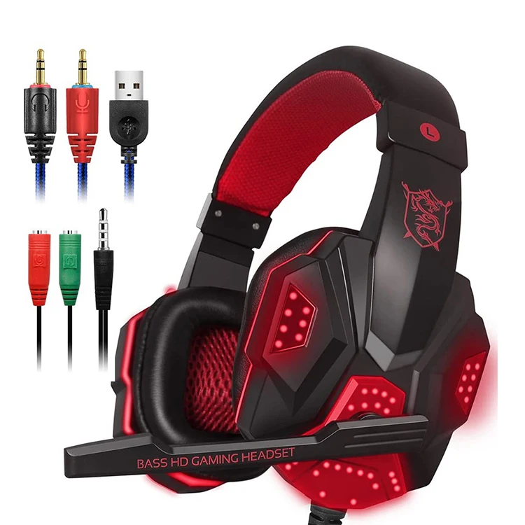 

Factory Wholesale Free Samples Waterproof Headband Headphones Sport Gaming Headset 7.1 With Mic And LED Light For PC PS4