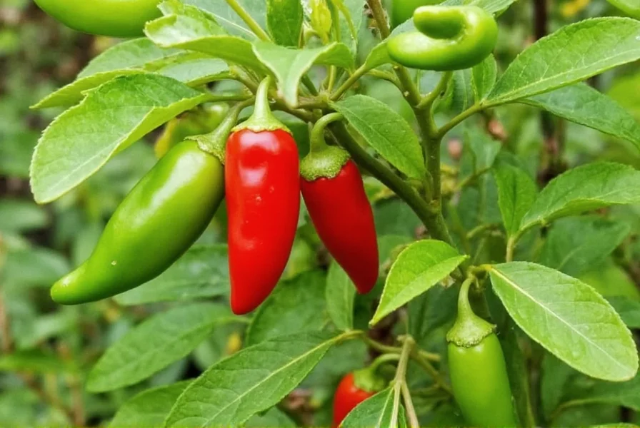 Apollo pepper plant showing green and red peppers growing on bush