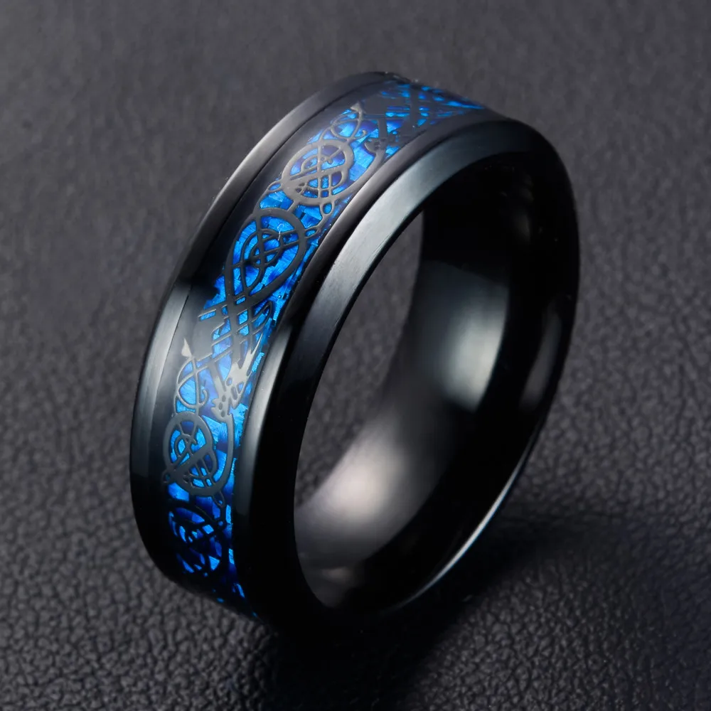 

Monla Black Dragon Ring Rose Gold Dragon Carbon Fibre Engagement Rings Bands