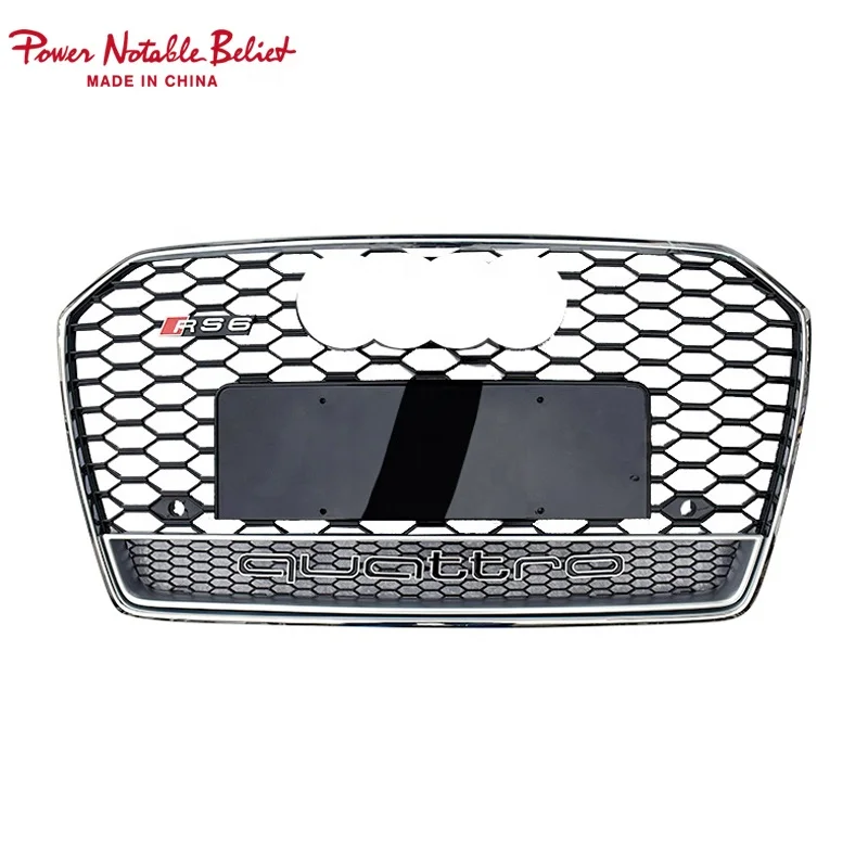 

2016-2018 front car grill for Audi A6/S6 C7.5 center honeycomb mesh ABS chrome frame black grill for S6 RS6 frame quattro style