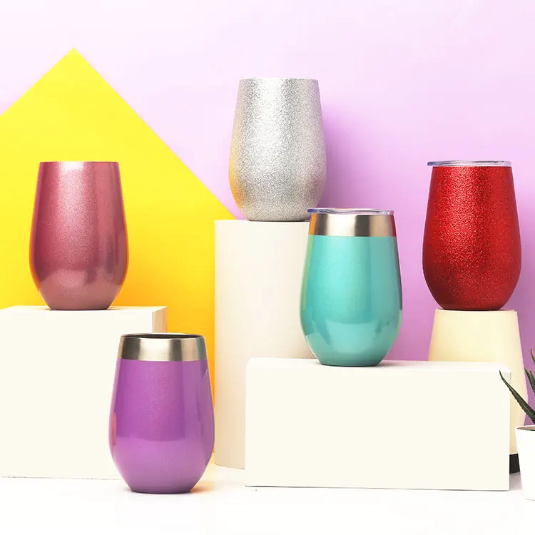

Wholesale double wall travel 10oz metal cups stainless steel insulated wine tumbler with lid, Customized color
