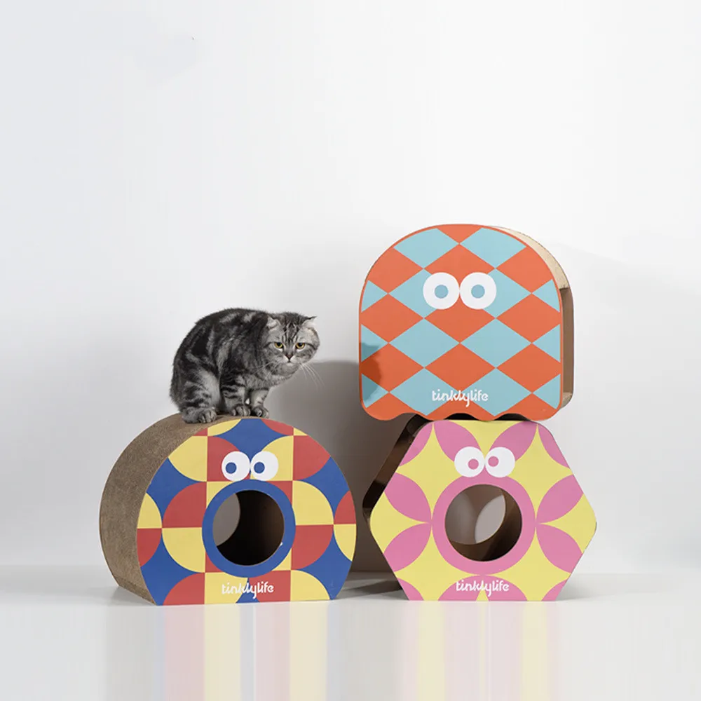 

Hot Sale Little monster cat nest Cat scratch board corrugated cat toy, As show