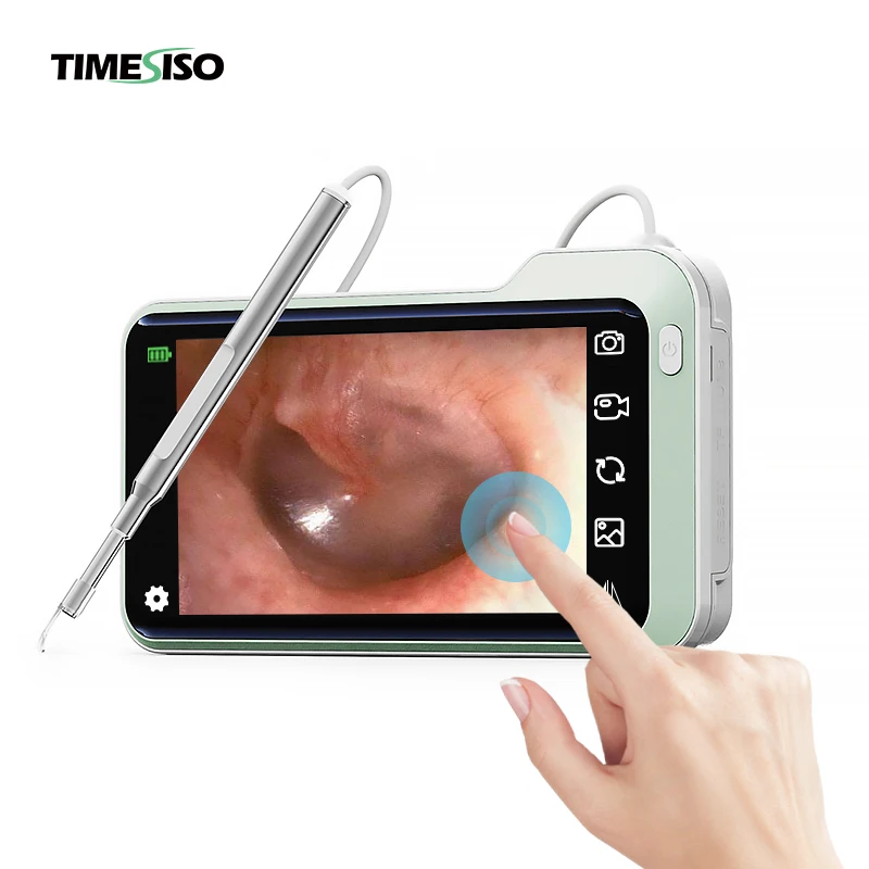 

Improved Spiral Ear Wax Remover 1080P Digital Wifi Otoscope Visual Earwax Clean Tool, White green case