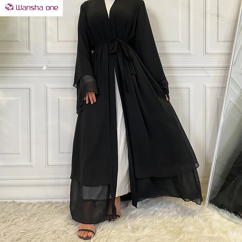 

chiffon robes black islamic clothing wholesale turkish dress women open kaftan dubai burkha muslim abaya