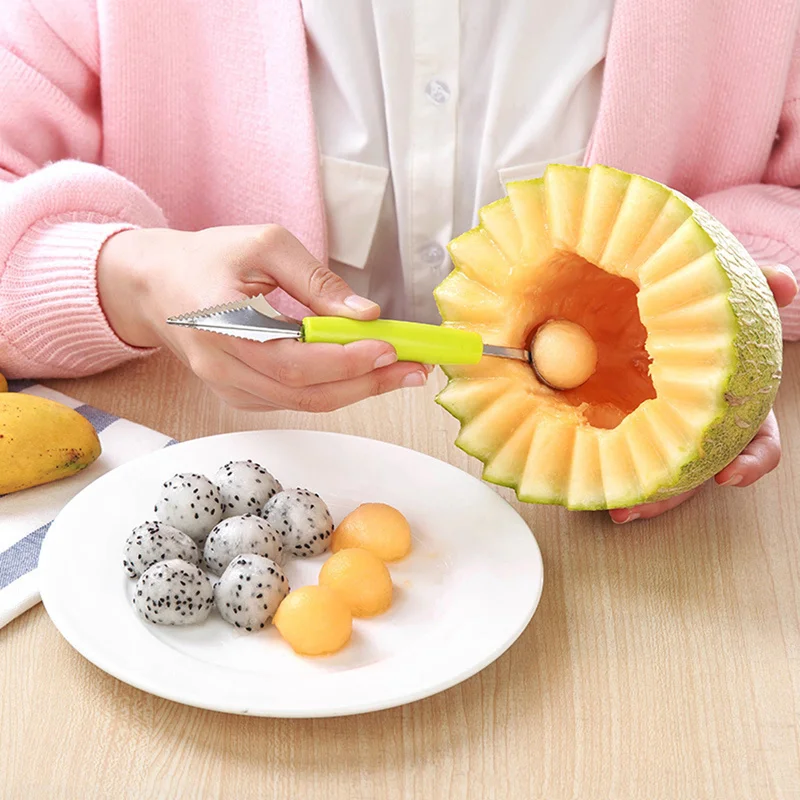 

Melon Spoon Ice Cream Scoop Fruit Platter Carving Knife Watermelon Kitchen Gadgets Accessories Slicer Tools Food Cutter, As photo