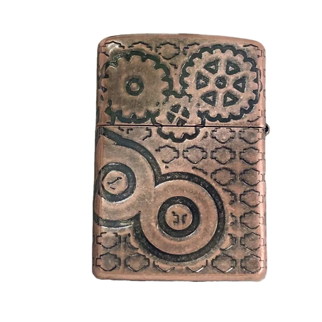 

Luxury Copper Gear Engraving Refillable Windproof Zippo Lighter Metal