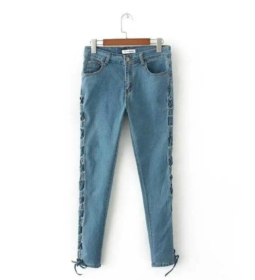 

Women's cross-tie high stretch jeans Denim Jeans skinny jeans