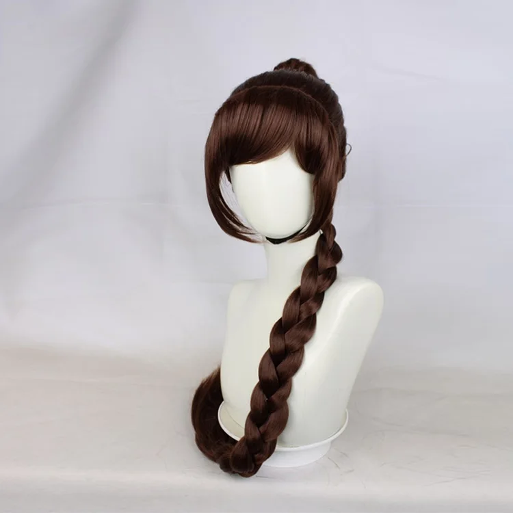 

High Quality Anime Characters High Temperature Wire Wigs Long Dark Brown Cosplay Hair Wig, Custom