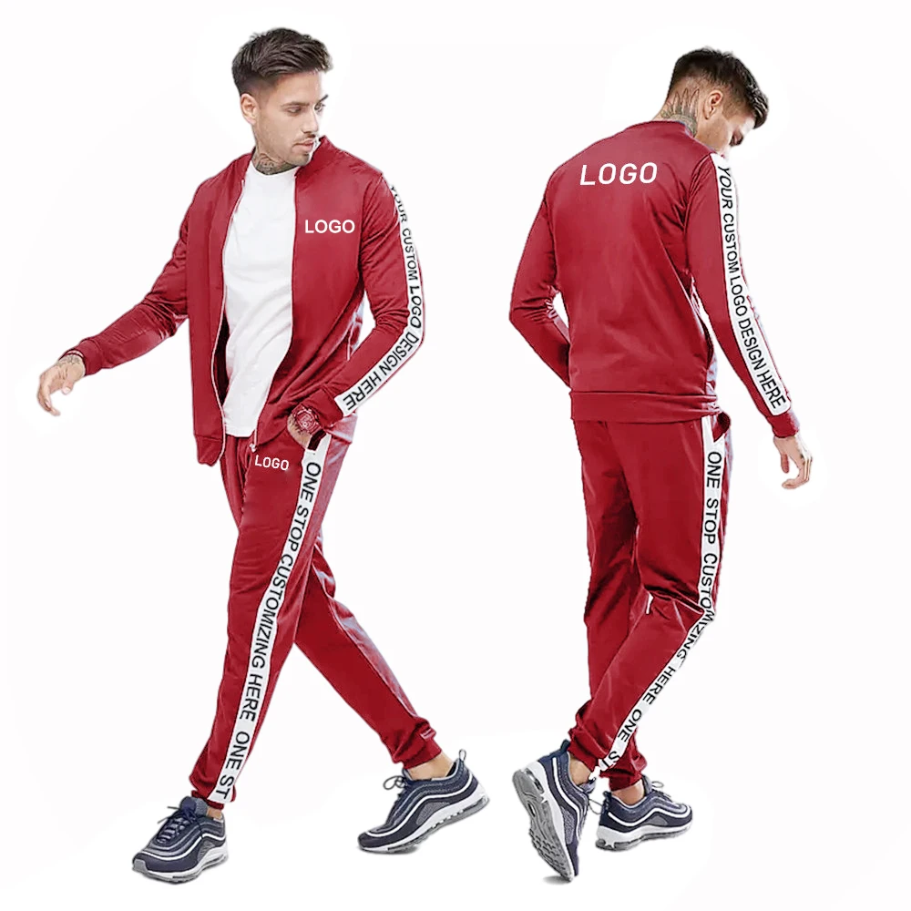 

custom logo private label plain male sweat suit vendors high quality polyester men 2 pieces jogger jogging sweat suit, Dark blue,black,red,blue or oem