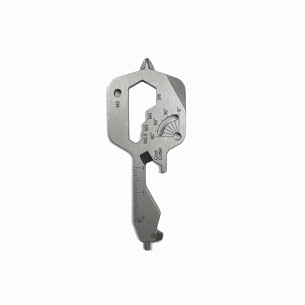 

Multi Functional 19 in 1 Customized Logo Key Shape Stainless Steel Smart Key Chain Tool