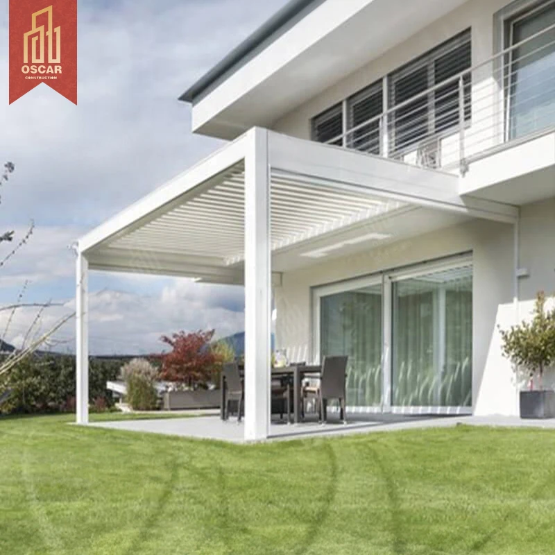 Outdoor Garden Hardtop Fixed Roof Gazebo Waterproof Storage Sheds Backyard Canopy Aluminum Carport for Parking Pergola