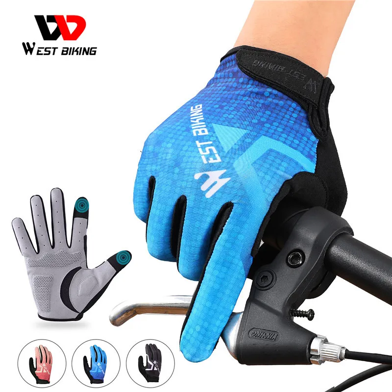 

WEST BIKING Touch Screen Anti-Slip Mountain Bike Cycling Gloves Bike Hand Riding MTB Waterproof Motorcycle Bicycle Glove, Black/red/blue