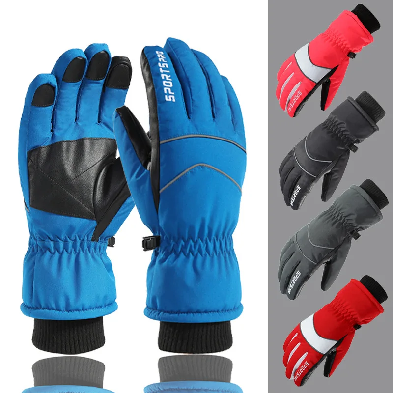

Waterproof Breathable Winter Snow Ski Warm Snowmobile Waterproof Touch Screen Winter Ski Gloves, As picture