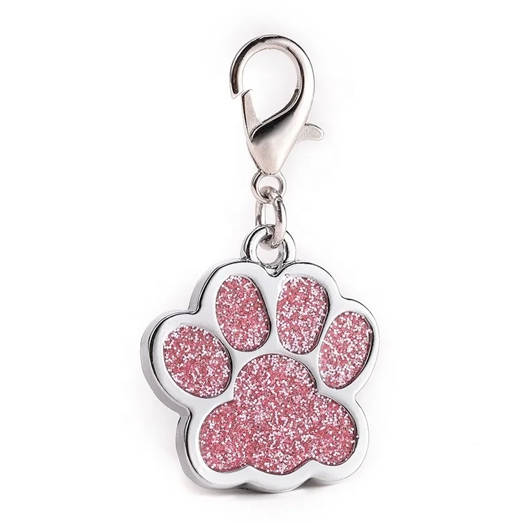 

Hot Selling Pet Dog ID Tags Necklace Footprint Shape Stainless Steel Lettering Dog Pendant Collar, As shown