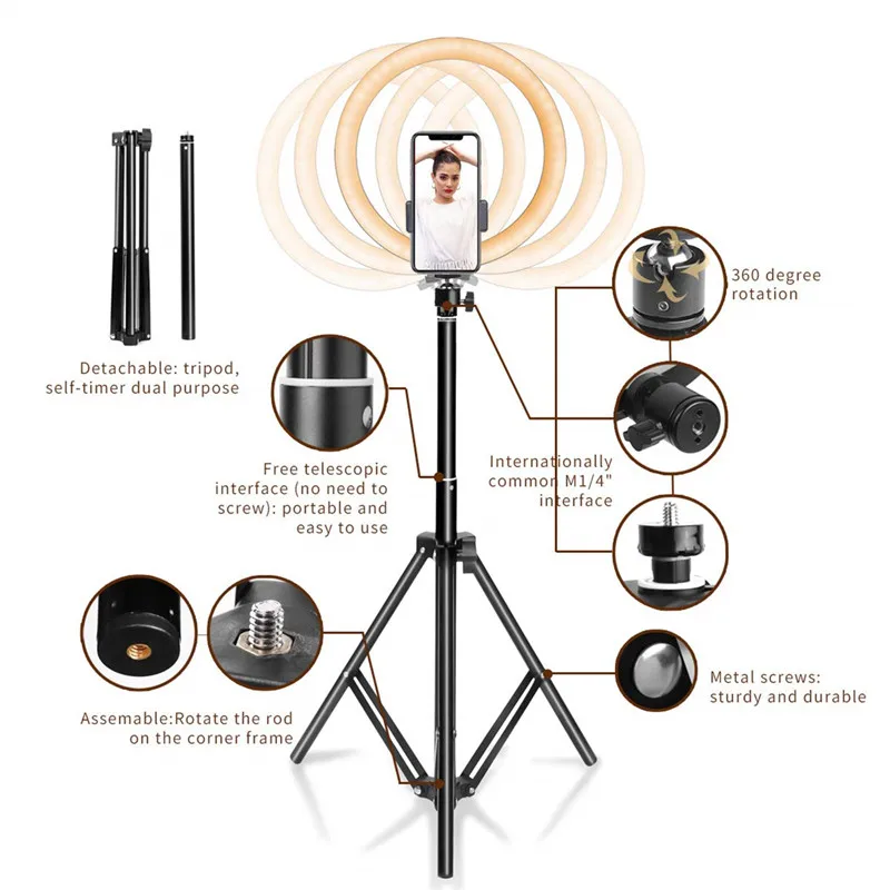 

16 26cm USB LED Ring Light Photography Flash Lamp With 130cm Tripod Stand