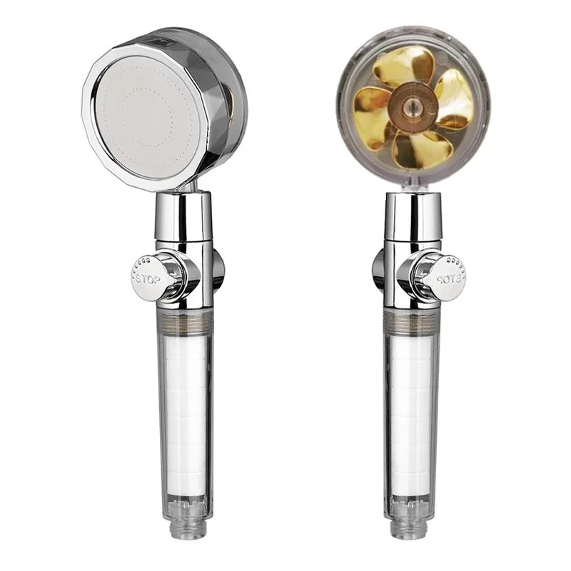 

360 fan power Filter propeller fan shower head with Pause Switch