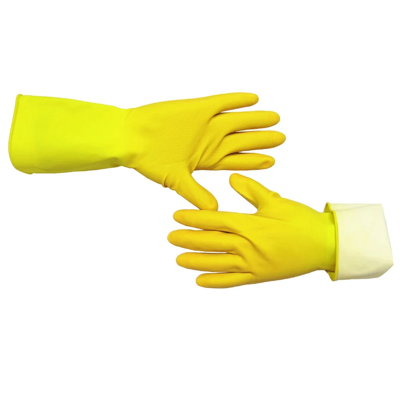 

30G Custom Yellow Reusable Rubber Latex Household Kitchen Waterproof Dishwashing Gloves Manufacturer Printed Logo Price Ce 2121X