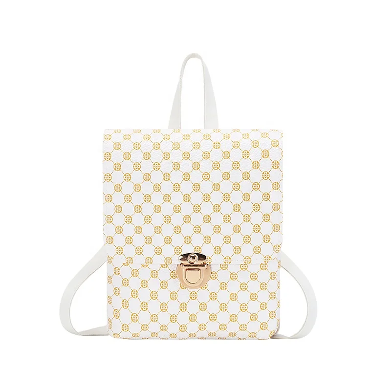 

print lock backpack casual student girls ladies backpack purse, Beige pink brown white coffe