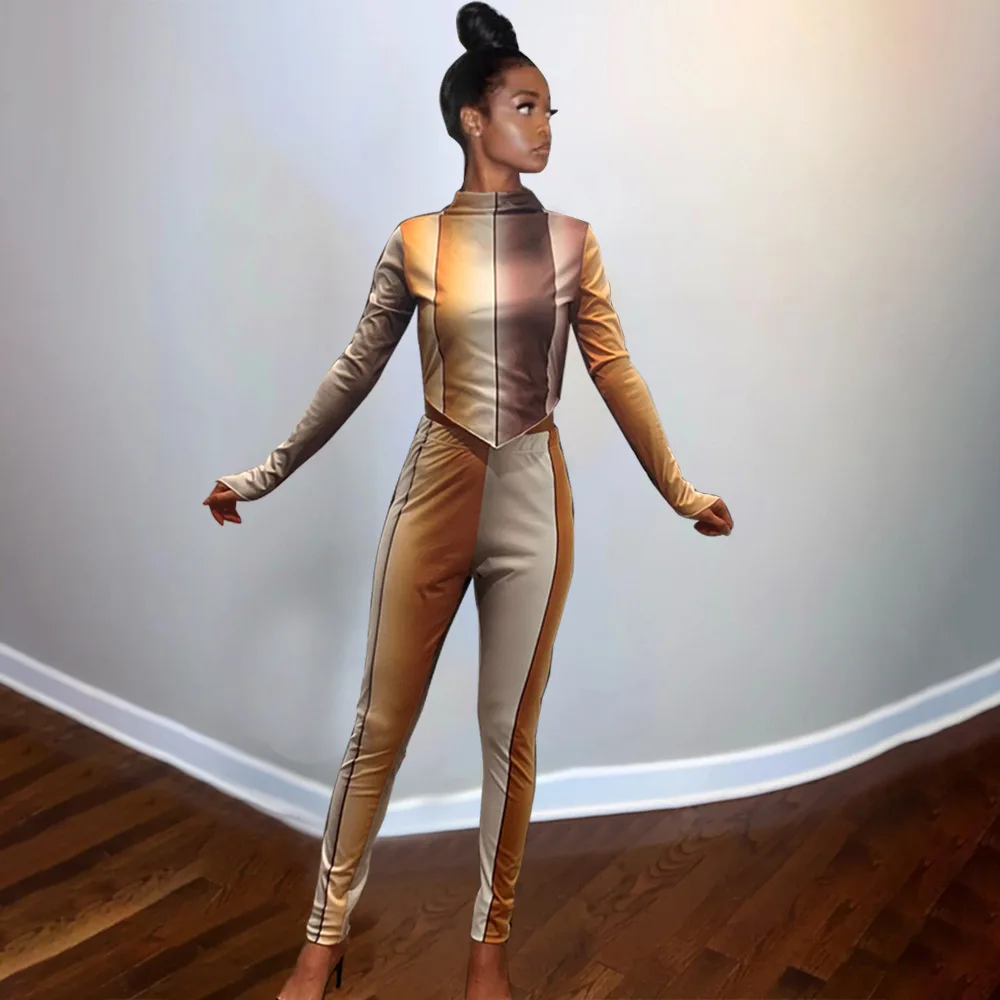 

P8606 2020 autumn and winter fashion sports two-piece suit, Multicolor