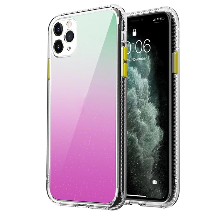 

Express shipping IMD glitter with fade color design double hard TPU shockproof phone cover case for Samsung Galaxy A11, Transparent