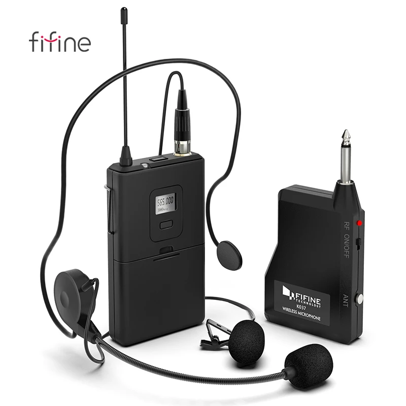 

Fifine Hot Sale K037B Wireless Lavalier Microfono With Headset For Talking Teaching Speech, Black