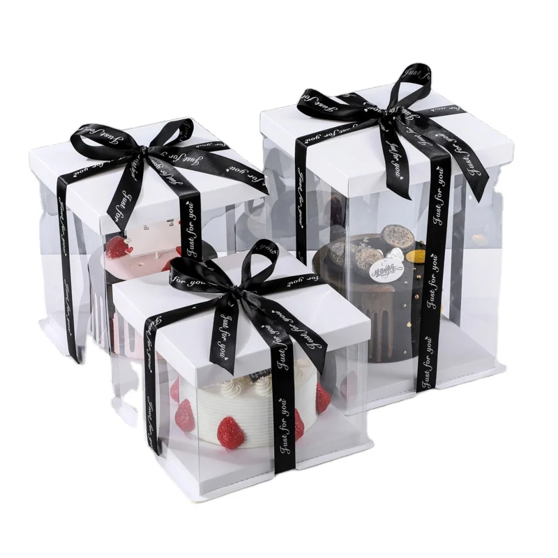
Clear Square Tall Transparent Cake Box Pet Pvc Wedding Birthday Party Gift Box 