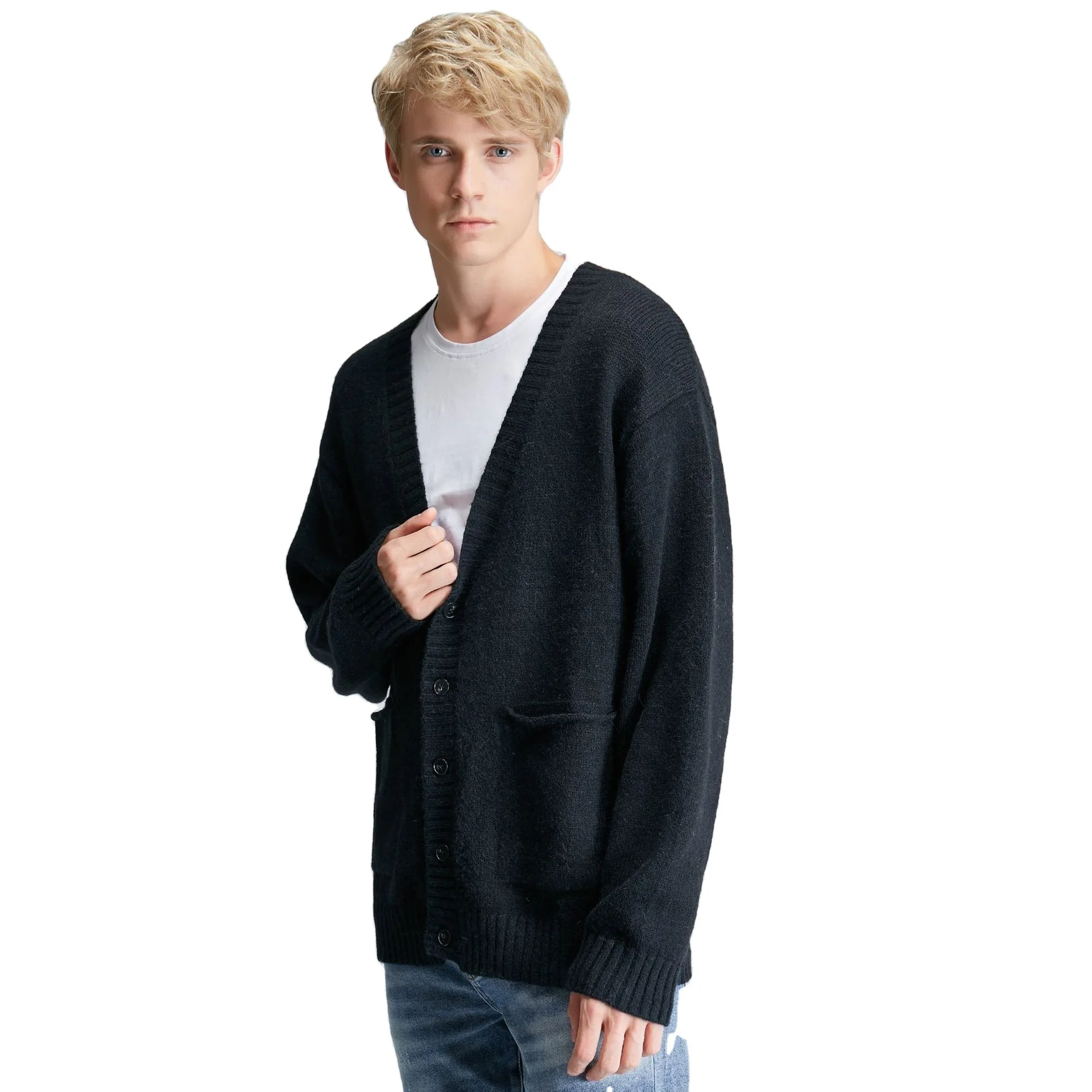 

Mens Pullover Hoodie Long Sleeve Solid Color Cardigan Knitted Custom Logo Brand Men's Sweaters, You can mix different colors