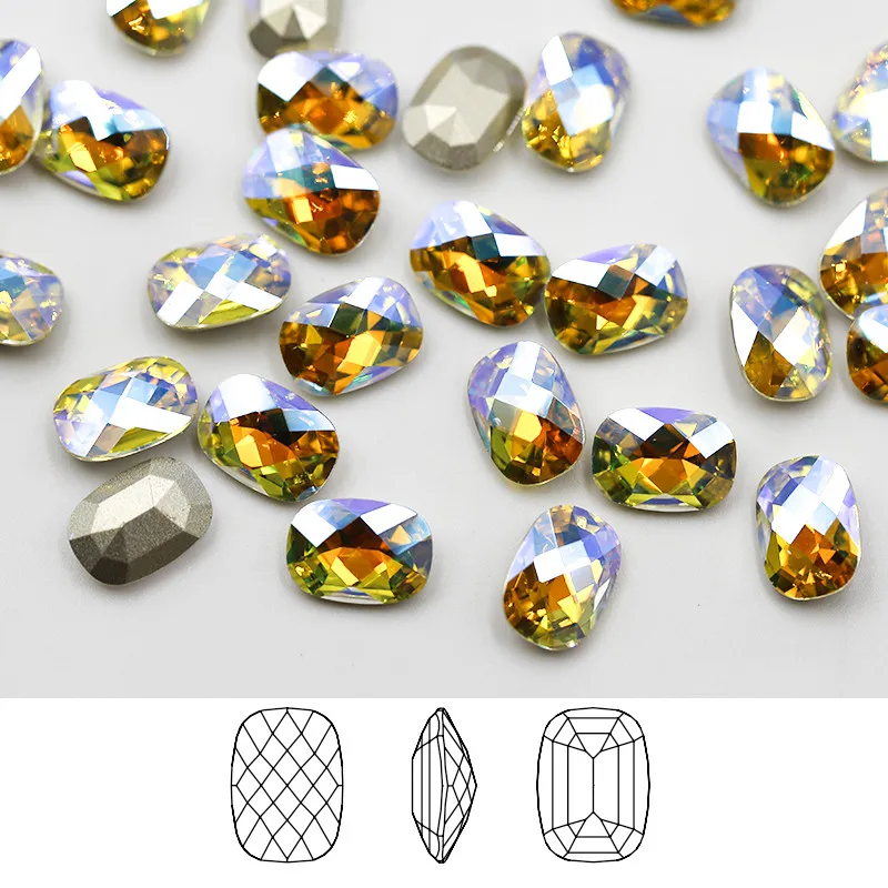 

Paso Sico Top Quality Classical Octagon Golden Shimmer 3D Point Back Crystal Rhinestone for Nail Art Decoration