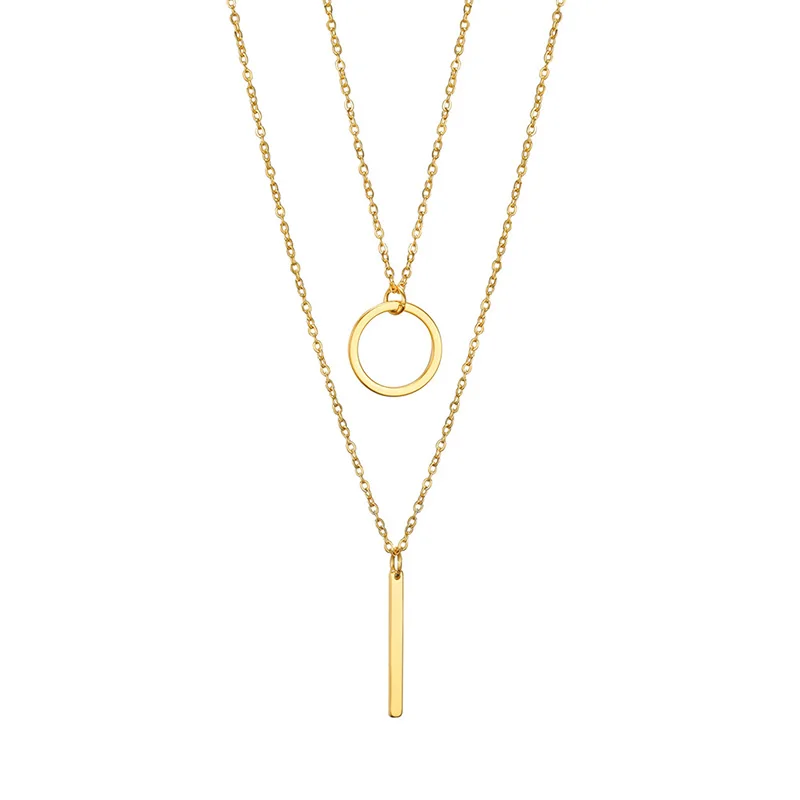 

Stainless Steel Gold Plated Multilayer Necklace Stylish Necklaces For Women 2021 Women Jewelry Wholesale Minimalist Necklace