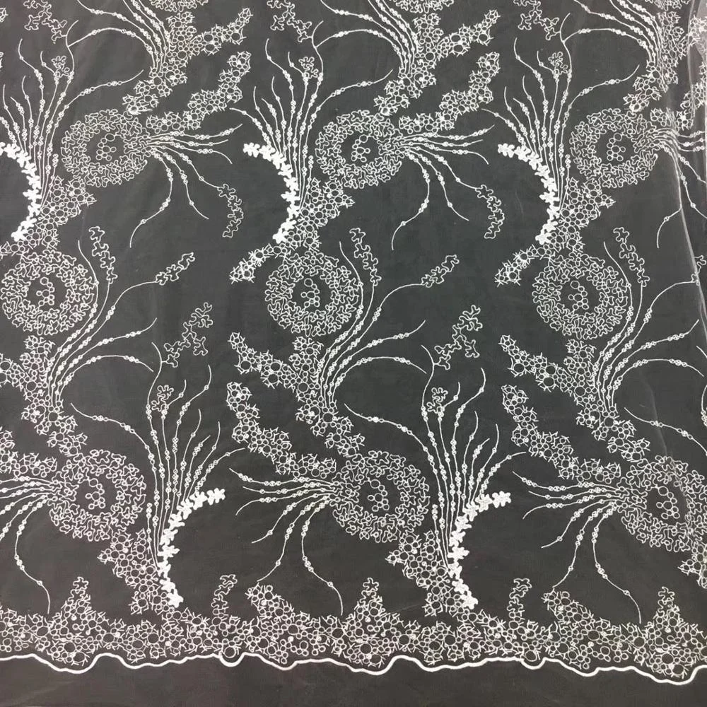 

Frivolous soft ivory mesh bridal lace fabric for wedding dresses, Accept customized color