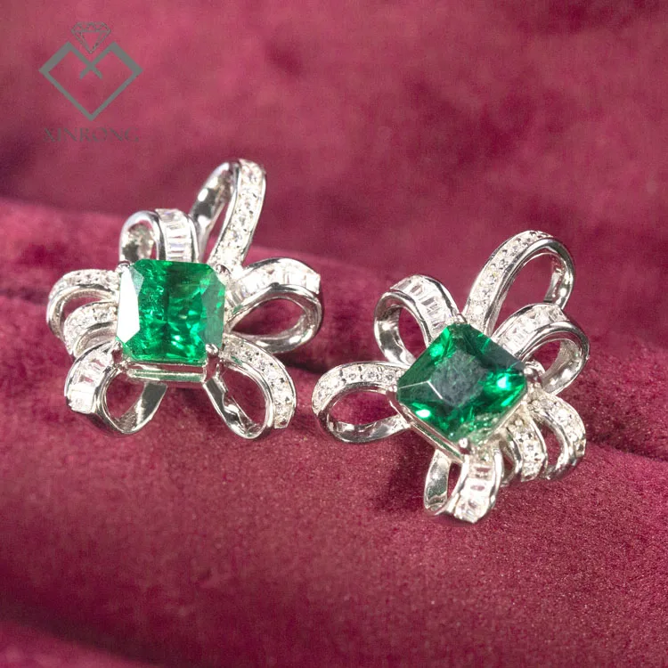 

The factory sells classic Zambian colours emerald ohrringe lab grown emerald earrings 925 sterling silver For girl gifts