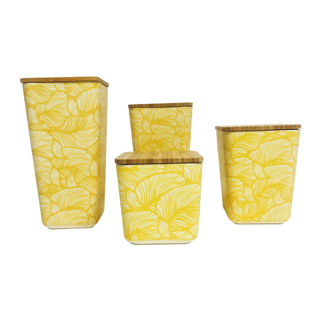 

High quality kitchen canister set for kitchen storage canister set of 3 bamboo eco friendly material, Customized color