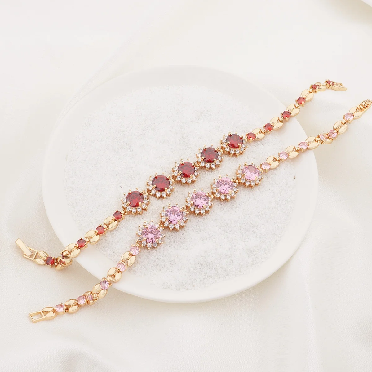 

Best Supplier Wholesale Custom Energy Gold Plated Jewelry Slap-up Rose Quartz Ruby Bracelets for Women Man