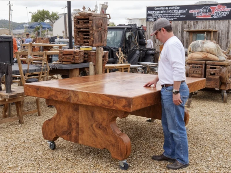 Reclaimed wood furniture demonstration at Thunder on the Gulf crafts event
