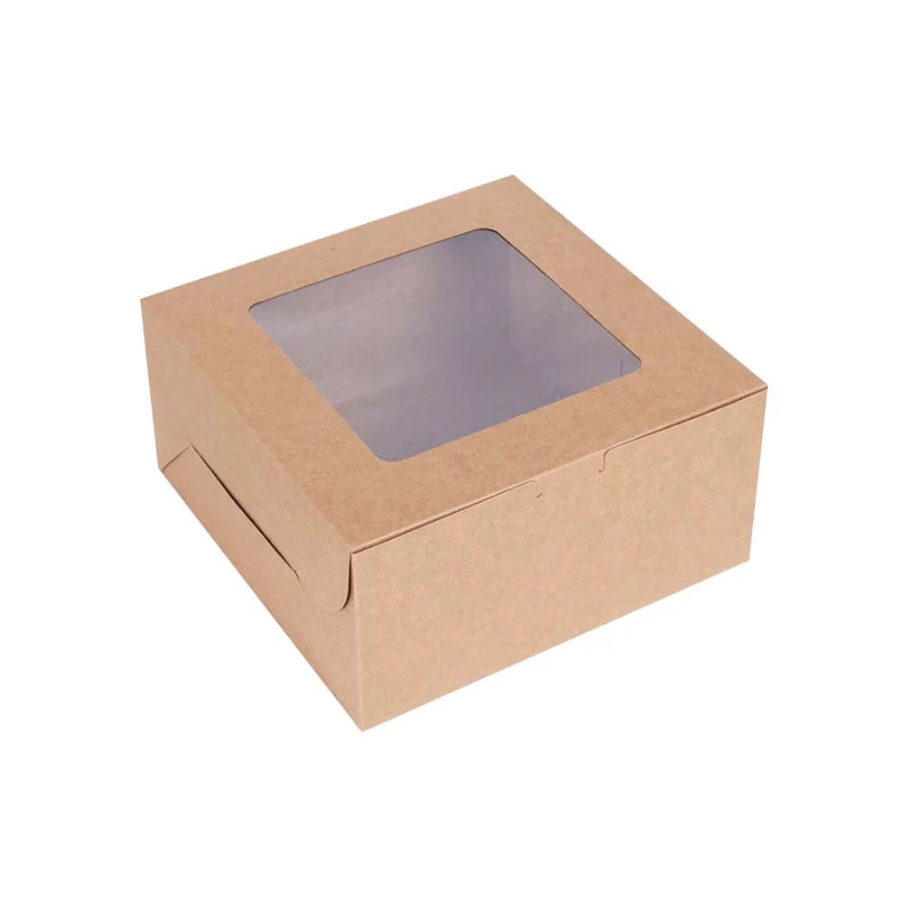 

Custom White Brown Paper Cupcake Boxes Pastry Cookie Boxes with Window For Birthday Wedding Party Bakery Shops