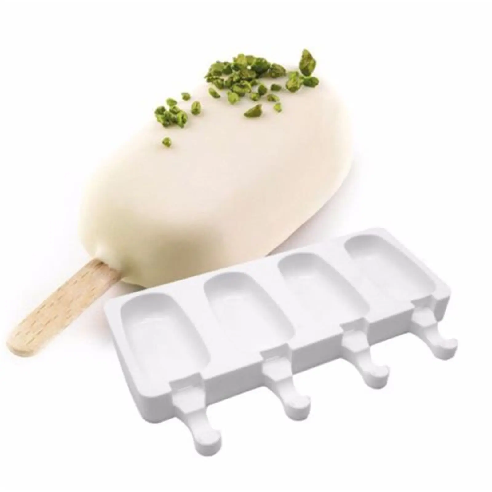 

4 Cell Silicone Juice Popsicle Maker Ice Lolly Pop Mould Ice Cube Tray Frozen Ice Cream Mold