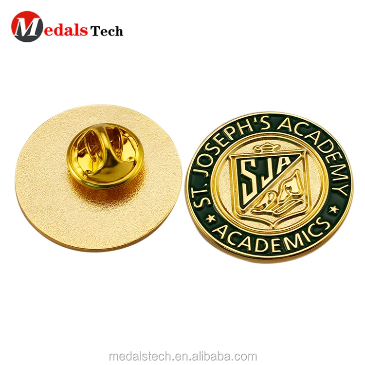 Oval shaped engraved company logo gold plating clothing  badge
