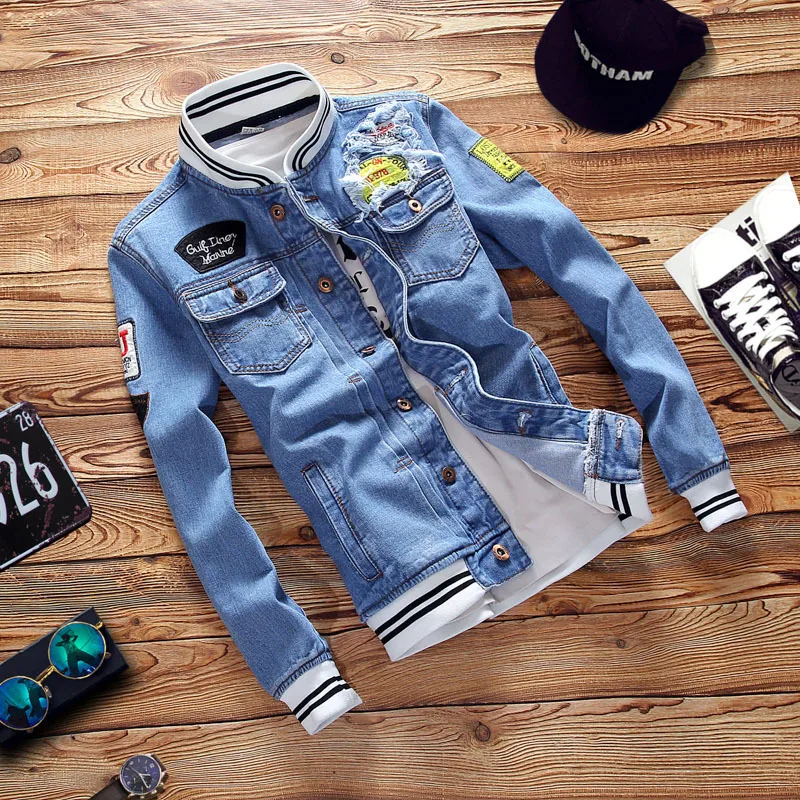 

Wholesale Denim Jacket Mens Slim Fit Japanese Style Teens Boys Denim Jeans Jackets and Coats