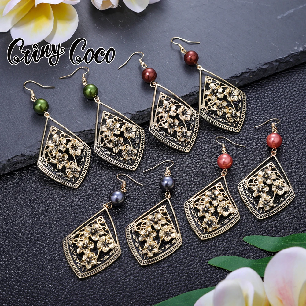 

Cring CoCo New Samoan Diamond Earrings Boho Chic Jewelry Creative Earrings Wholesale Hawaiian Jewelry, 14k gold plated