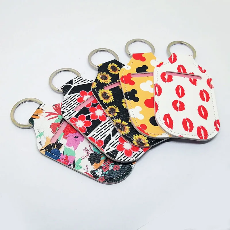2020 Gel Hand Sanitizer Holder Cute Key Ring Pu Leather Lip Gloss Case