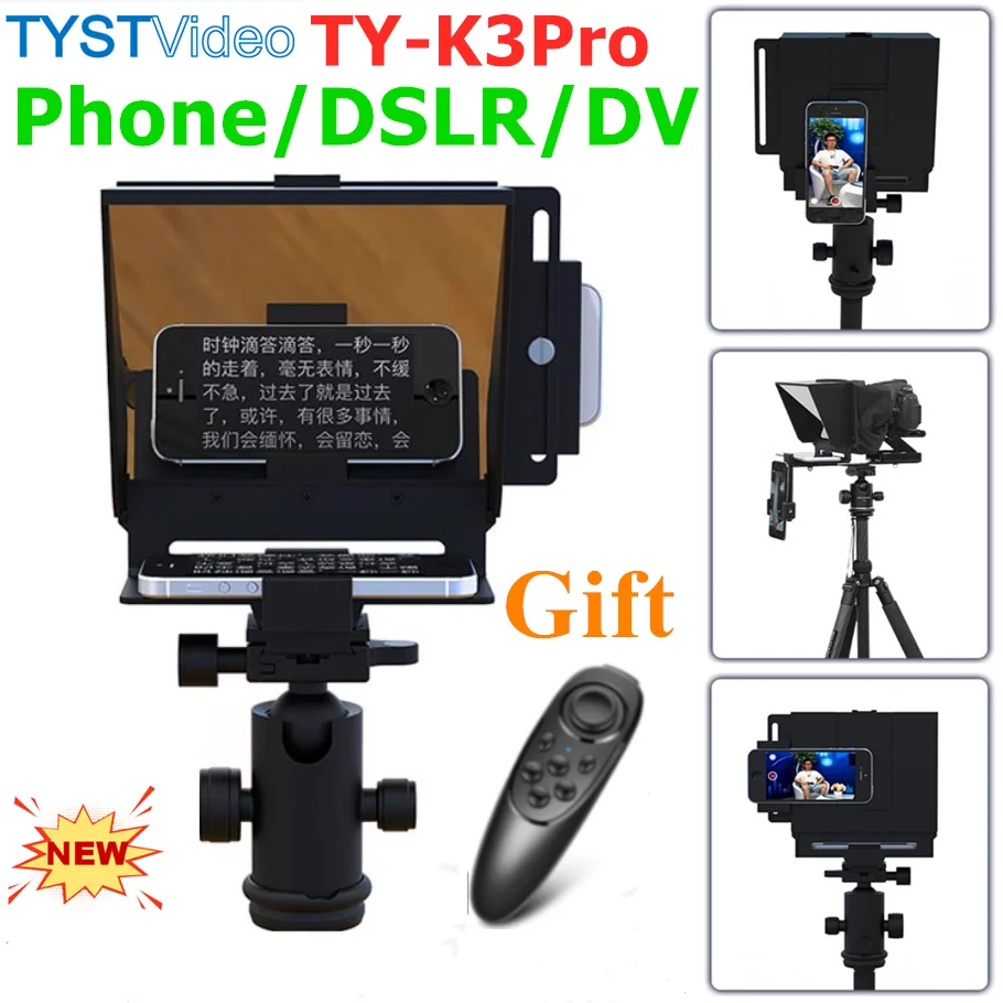 

TYST TY-K3Pro Mini Video Teleprompter HD Screen For DV DSLR Smartphone with remote For Interview Vlogger Camera teleprompter