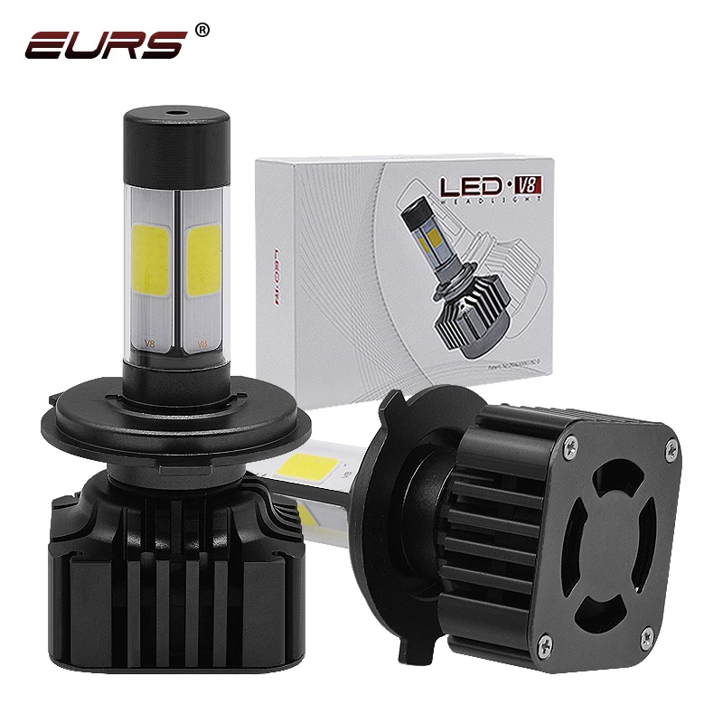 

EURS 4COB Auto parts Led Headlight H4 H7 H1 HB3 HB4 Led light Bulbs 80W 9600LM 6000K Fog Light 8000K 3000K Car Headlight Lamp