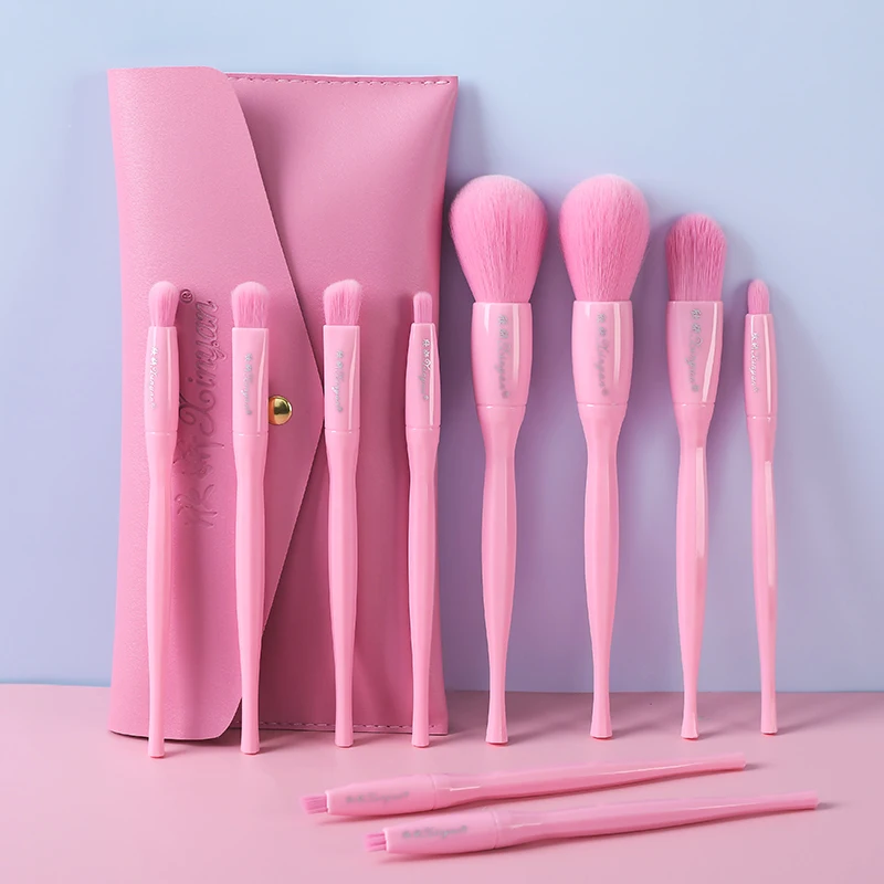 

Banfi 10pcs pink Acrylic vegan Brocha de maquillaje custom private label makeup brush set with case makeup brush set