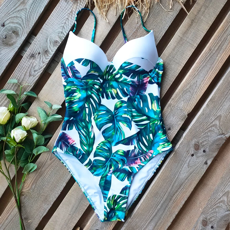 

2020 New sexy one-piece swimsuit tight beach swimming gym girl lady printing
