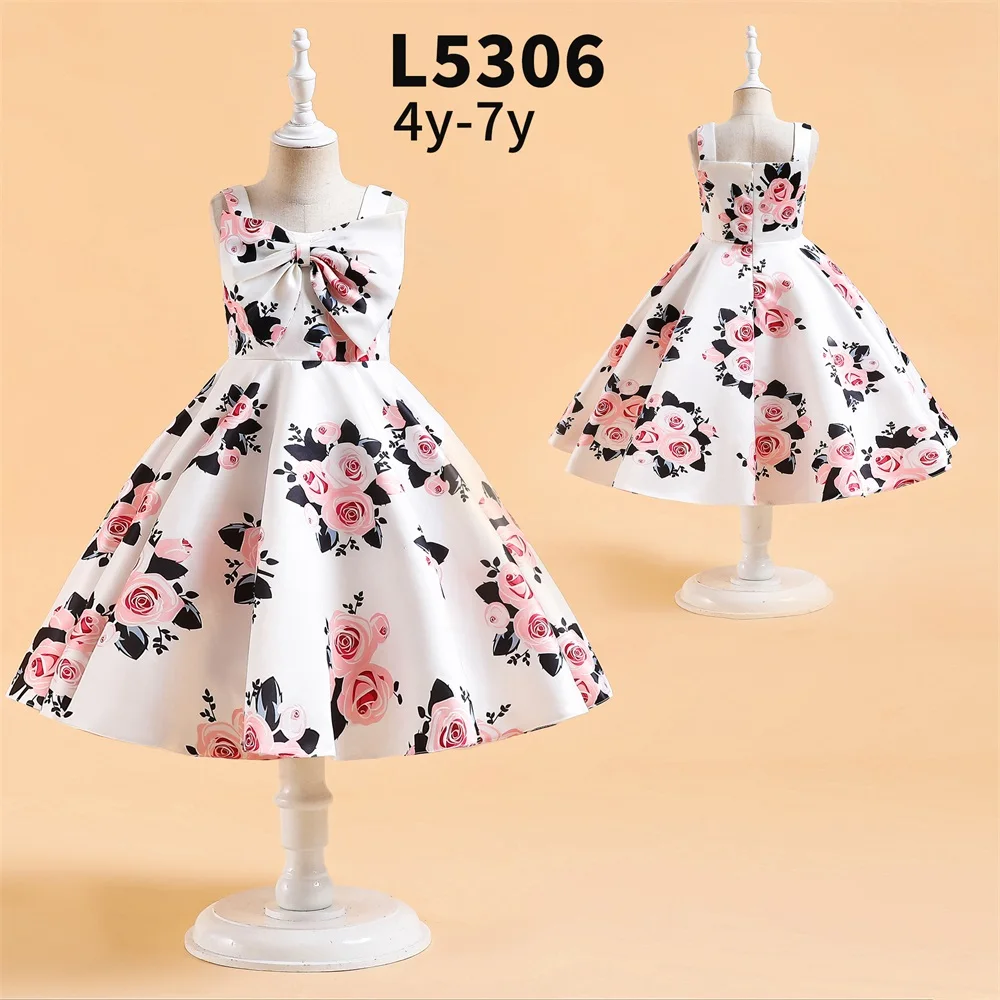 

MQATZ Girls Frock Flower Printed Colorful Baby Dress Baby Girl Summer Dresses Party Dresses For Kids L5306