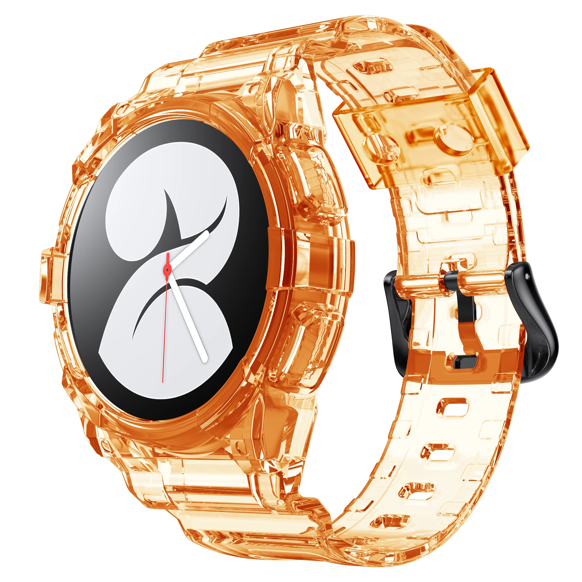 

TPU +Stainless Steel Watchband for Samsung Galaxy Watch4 Newest Sport Strap Transparent Band for Samsung Galaxy Watch4 44mm