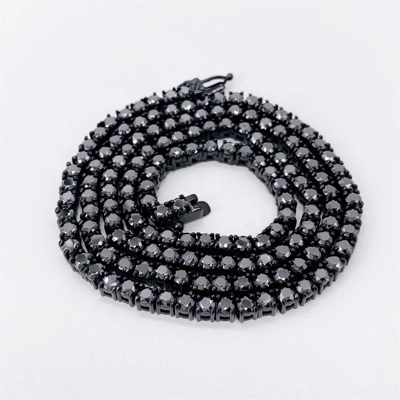 

Iced Out Stainless Steel New Black Color 3.0MM Moissanite Tennis Chain