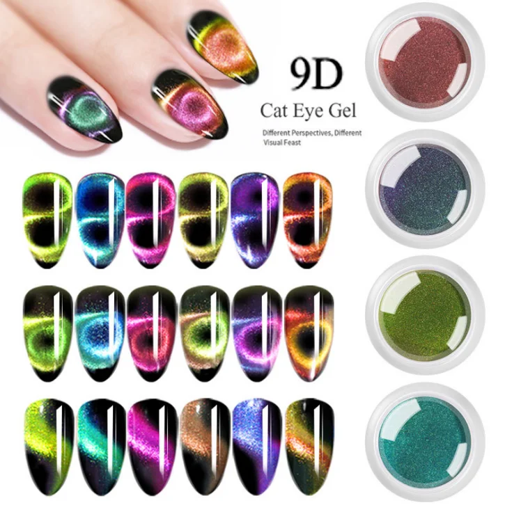 

5D/9D Cat Eye Chameleon Magnetic Powder Nail Polish Long Lasting Cat Eye nail powder For Nail Salon, 12 colors