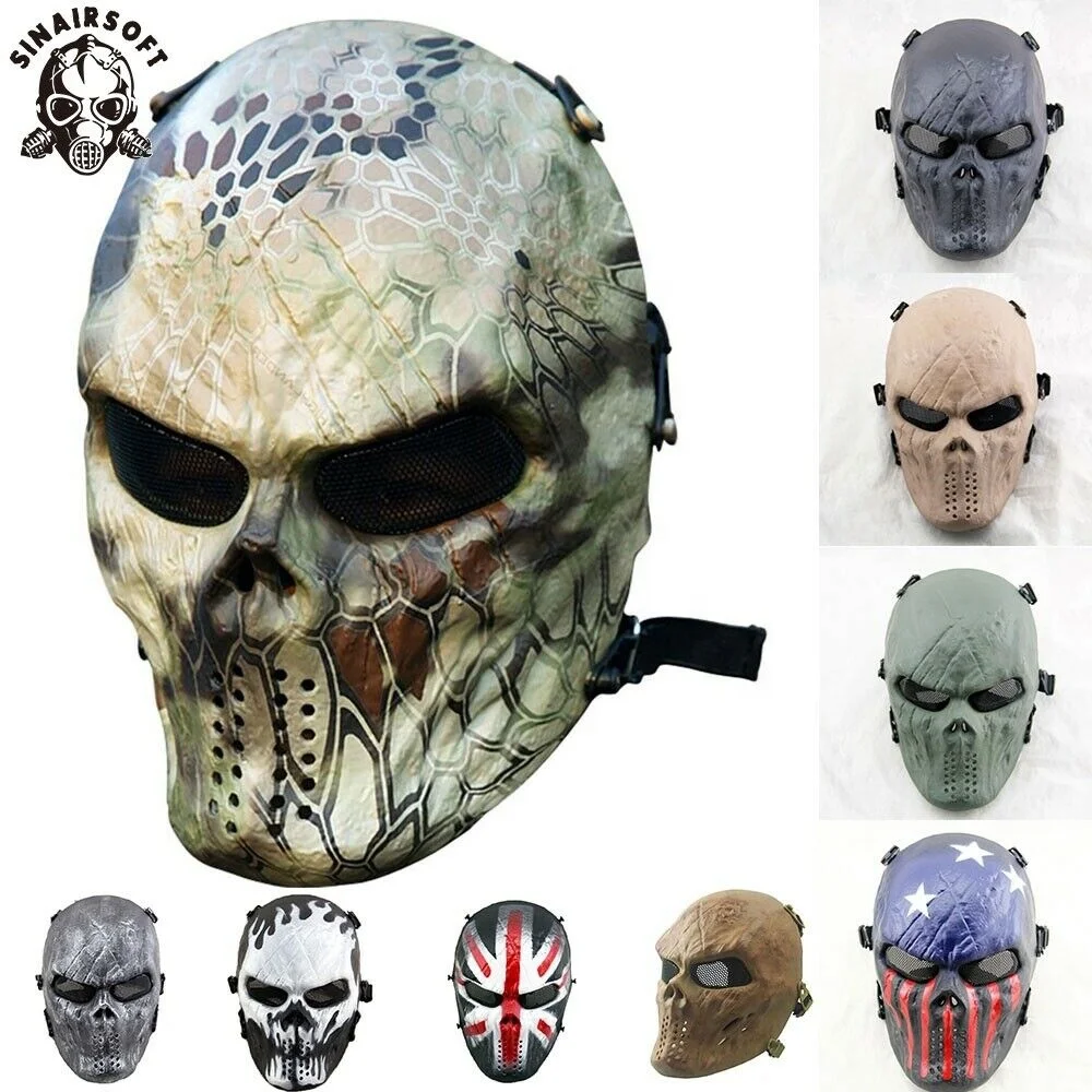 

SINAIRSOFT Scary Masks Breathable Camouflage Tactical CS Mask TPR Paintball Airsoft Jungle army skull mask, 8 color
