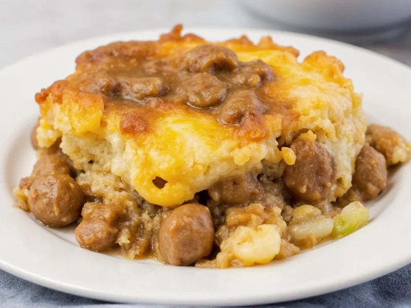 Close-up of sausage gravy texture in a skillet